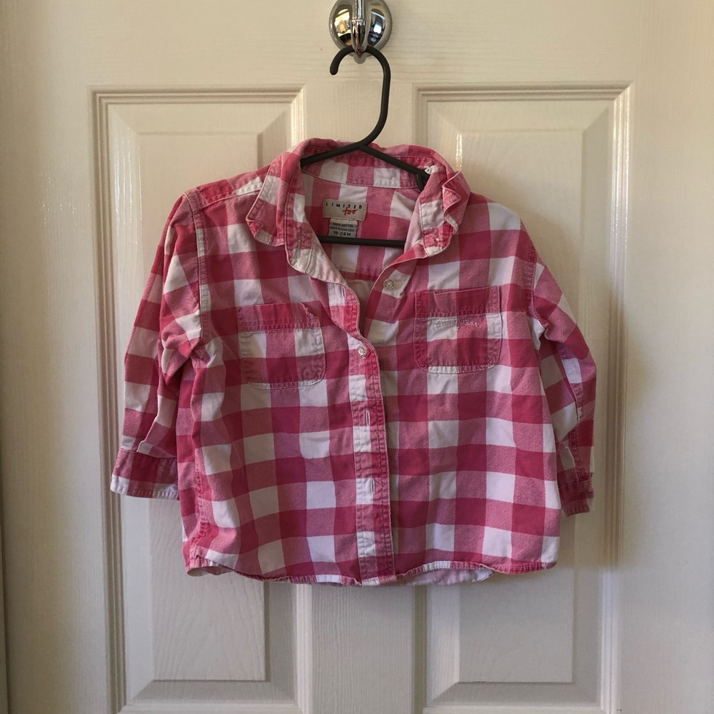 18 mo pink and white checkered button down